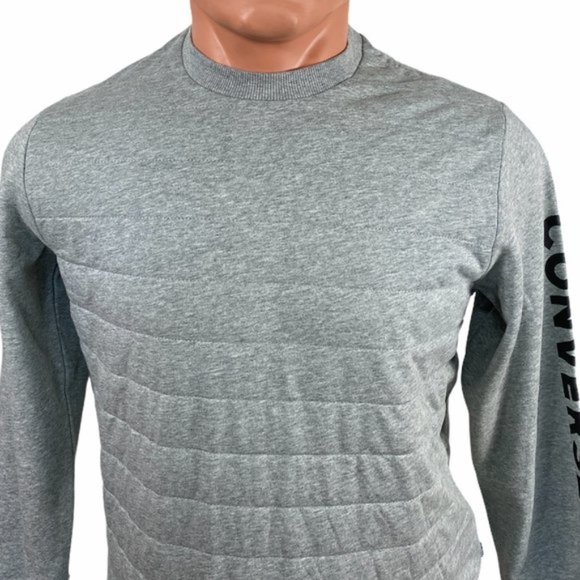 💖MEGA SALE💖Converse Men’s Size S Pullover Sweatshirt Gray Cotton 10019619-A03 - Picture 2 of 7